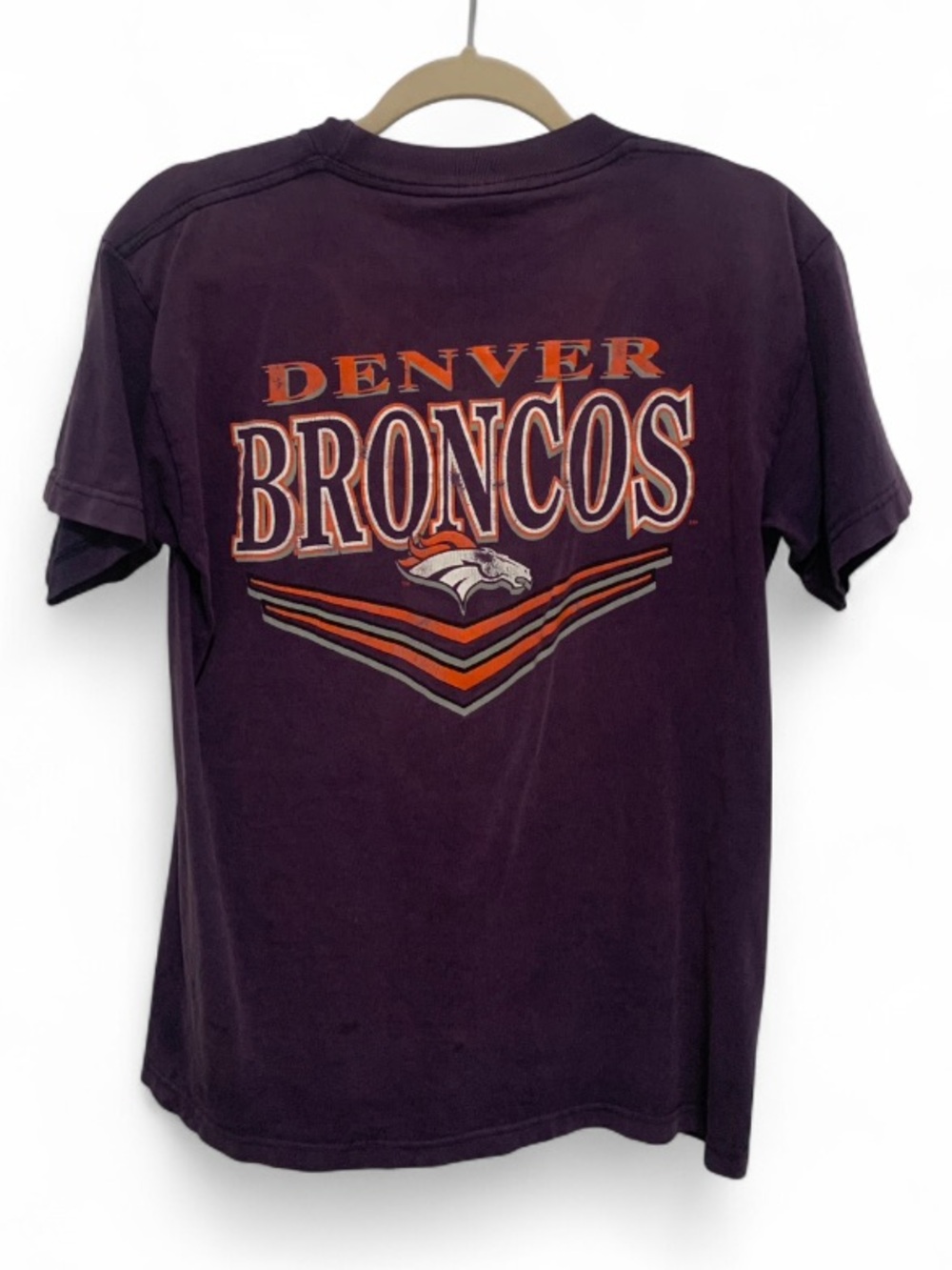 Vintage Pro Club Denver Broncos Blue Graphic Short Sleeve Tee